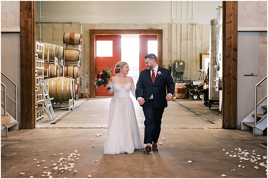 bride and groom winery wedding