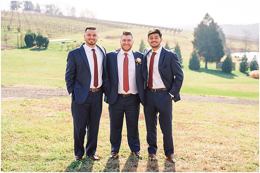 groom and groomsmen at stone tower winery