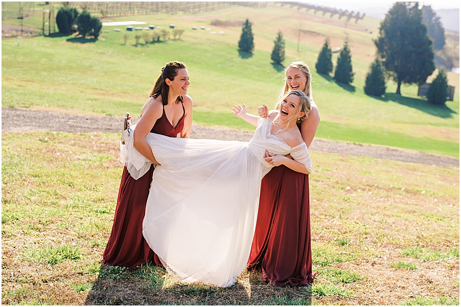 bride and bridesmaids at stone tower winery