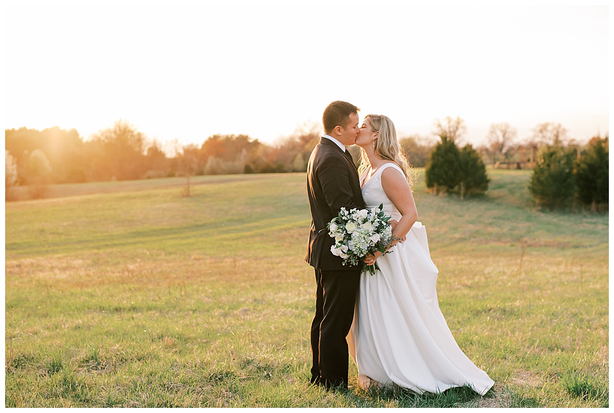 bride and groom at golden hour