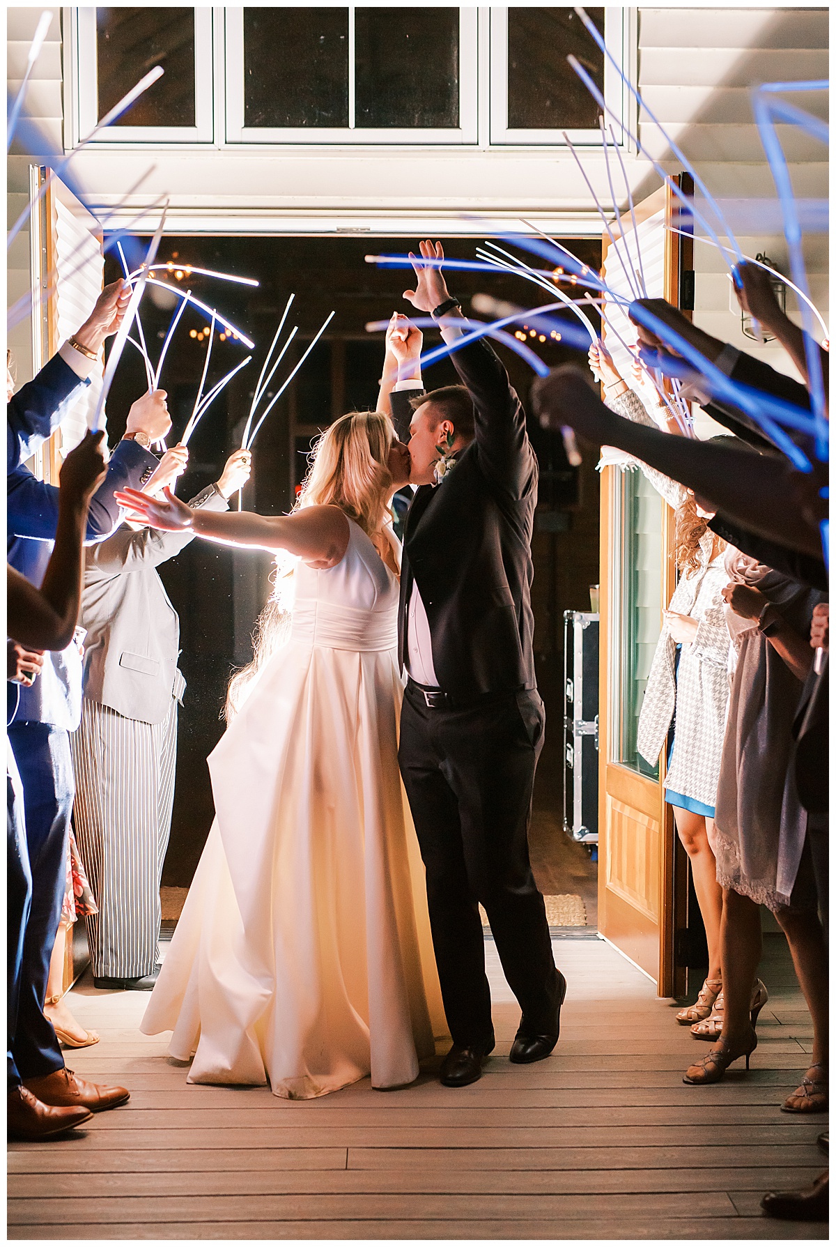 bride and groom exit, 48 fields exit, glowsticks
