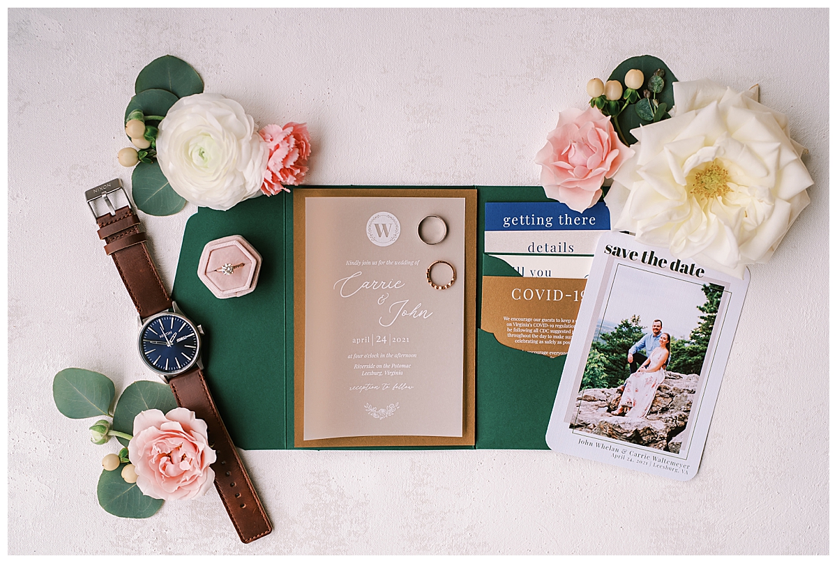 invitation suite for riverside at the potomac wedding