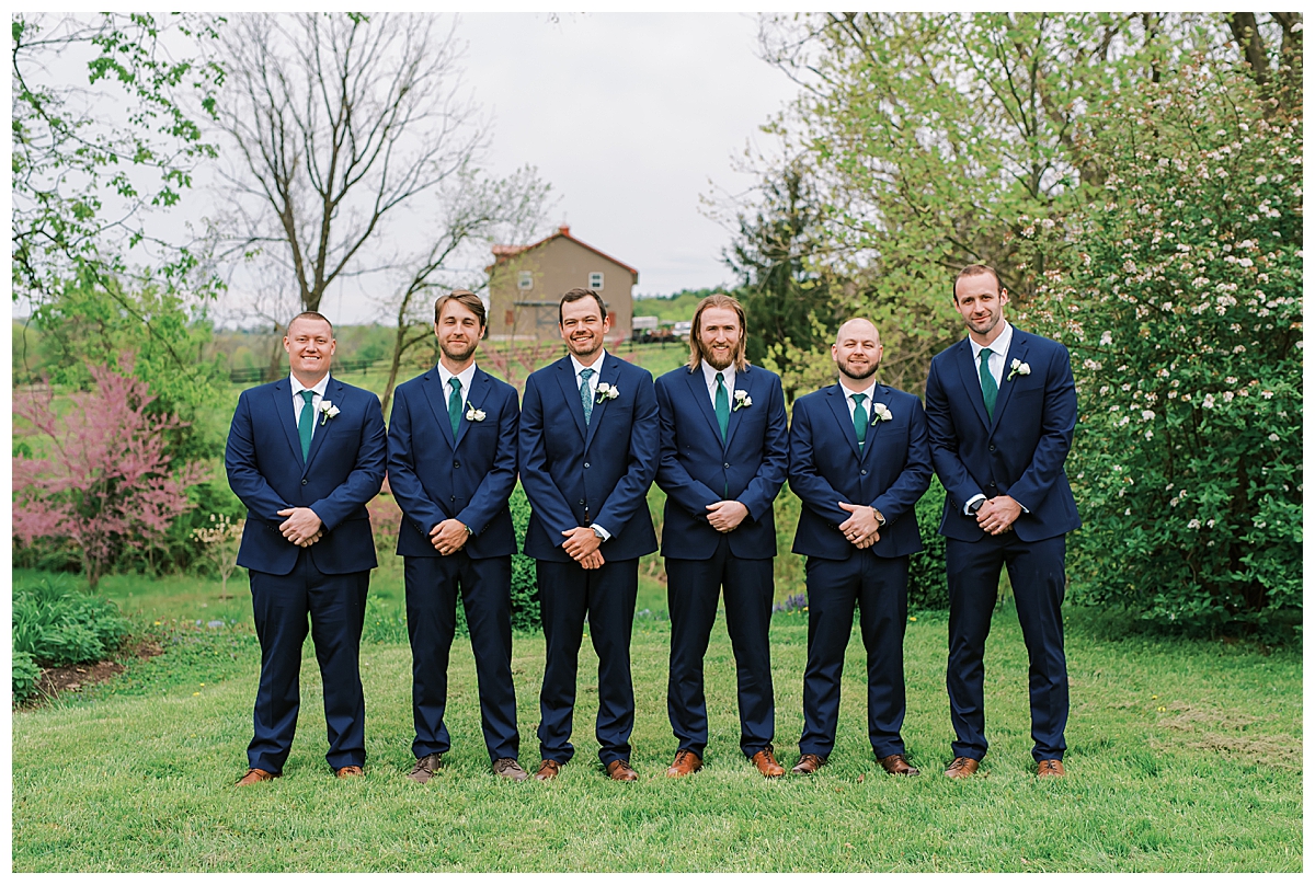 groomsmen and groom at riverside at the potomac, wedding photography