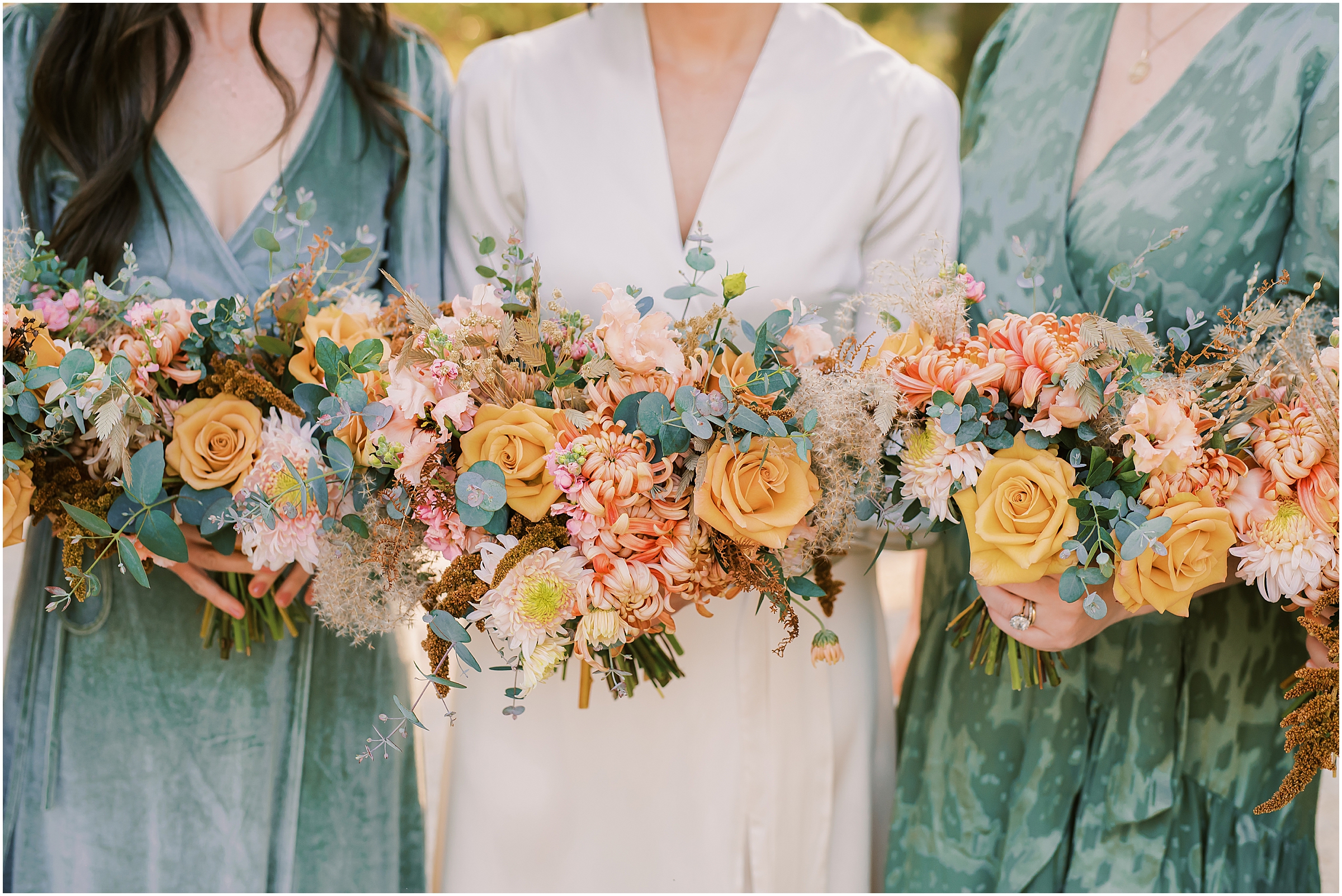 Vibrant, warm-toned wedding bouquets