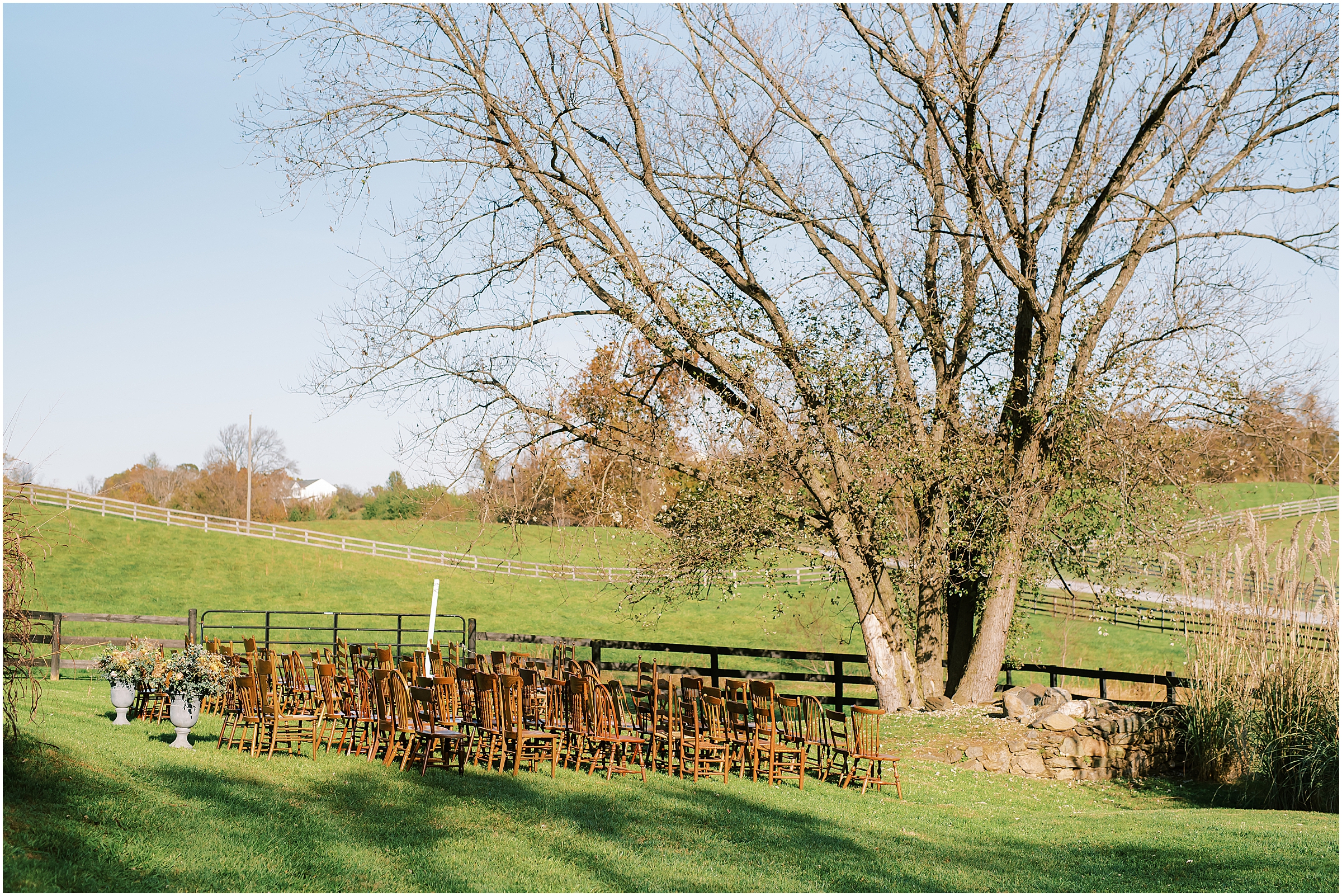 Ceremony setup at Tranquility Farm in Purcellville, Virginia