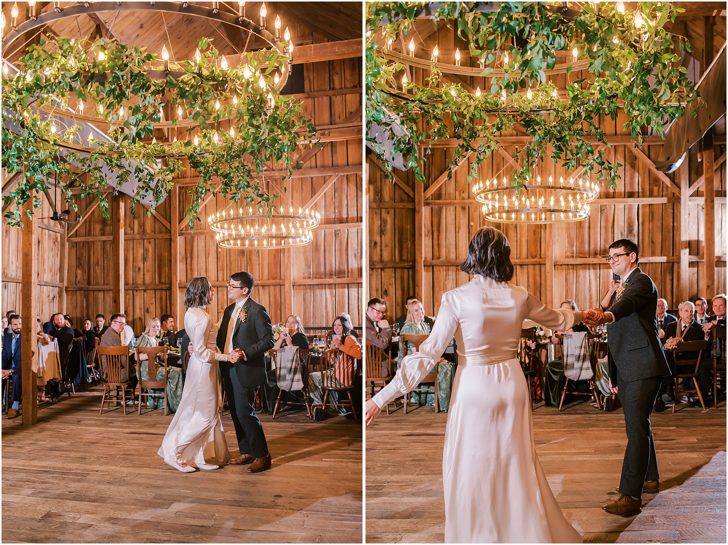 Bride and groom share first dance at Tranquility Farm
