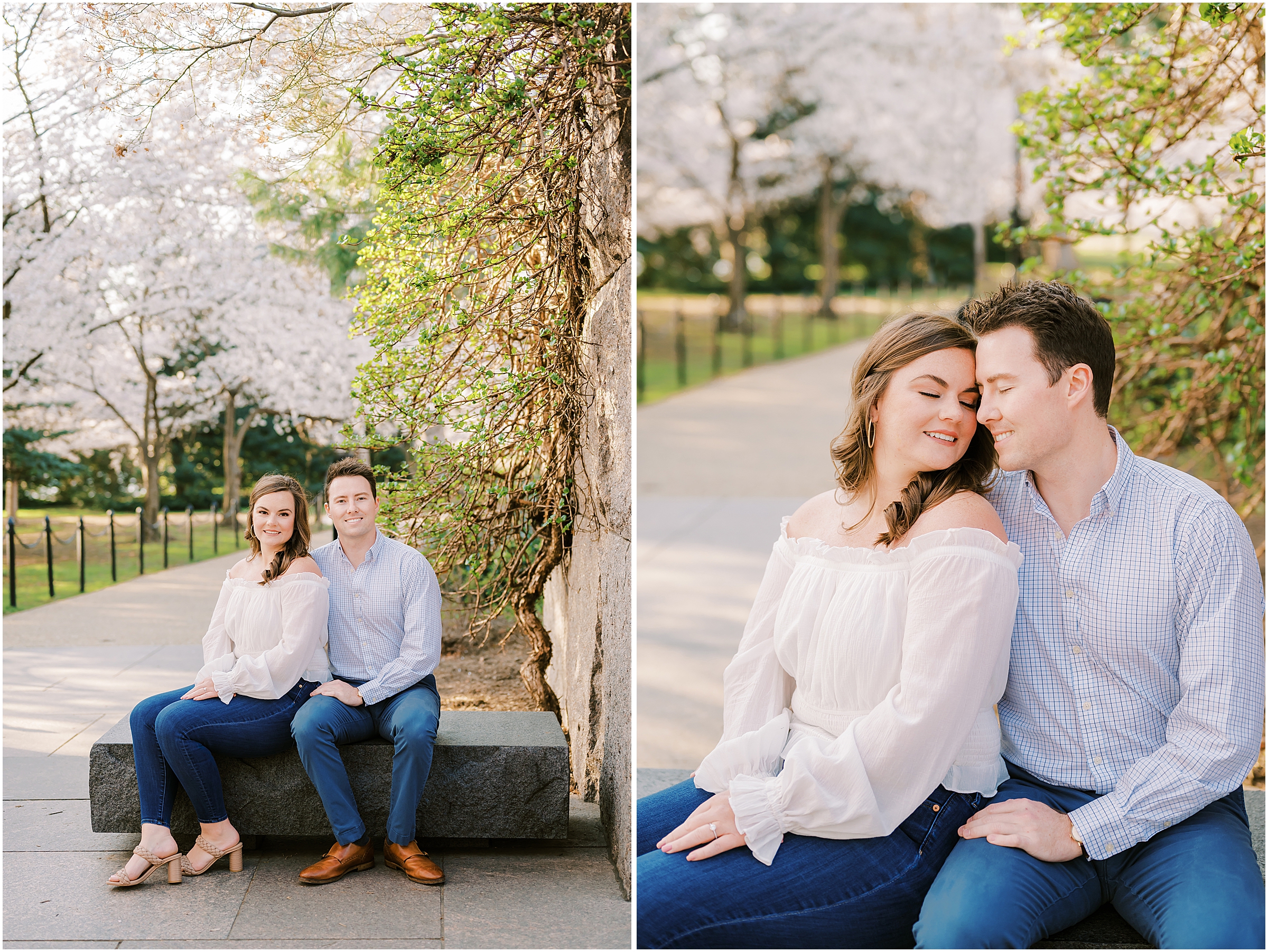 Engagement session in Washington D.C. during cherry blossoms