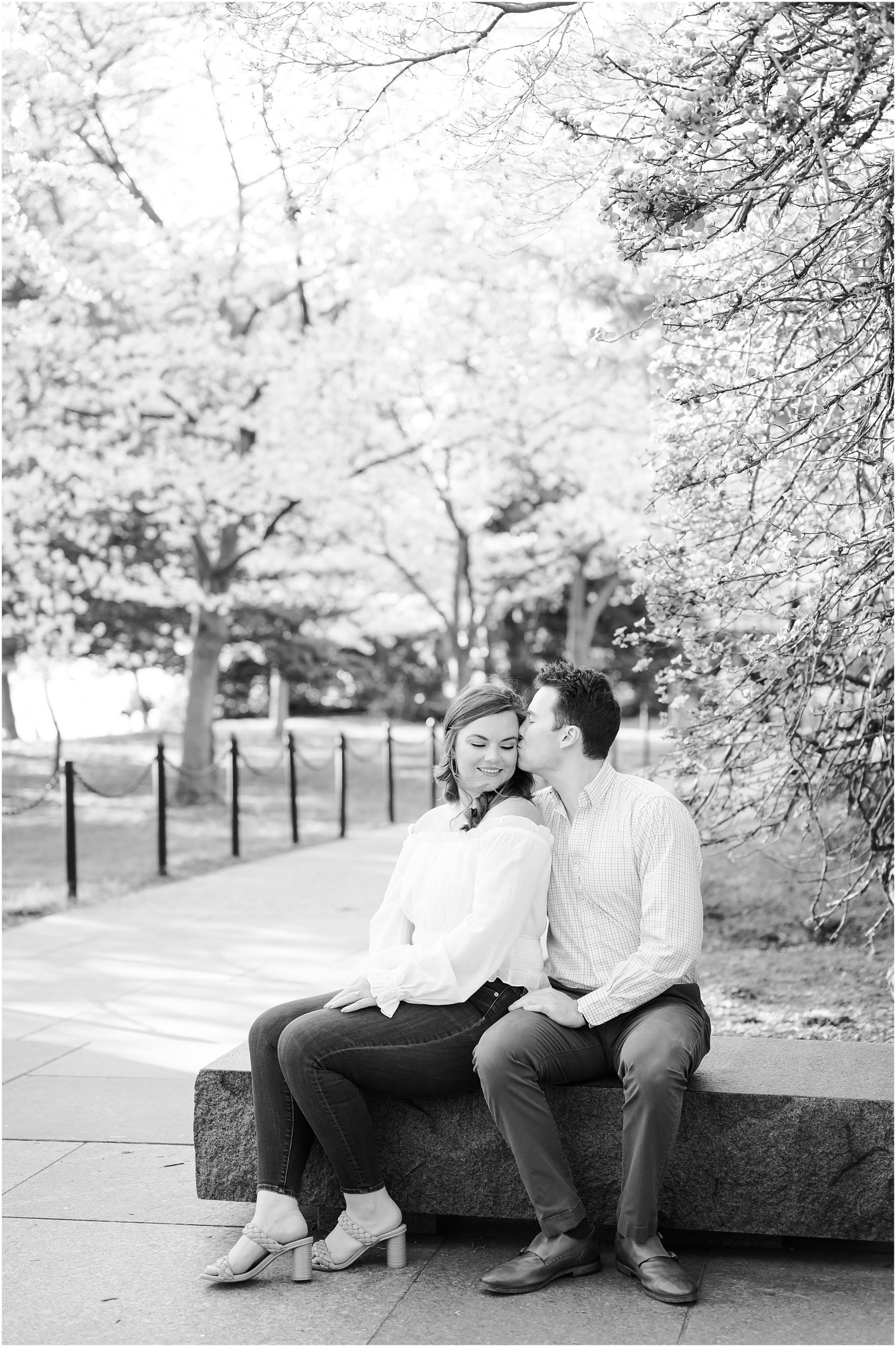 Engagement session in Washington D.C. during cherry blossoms