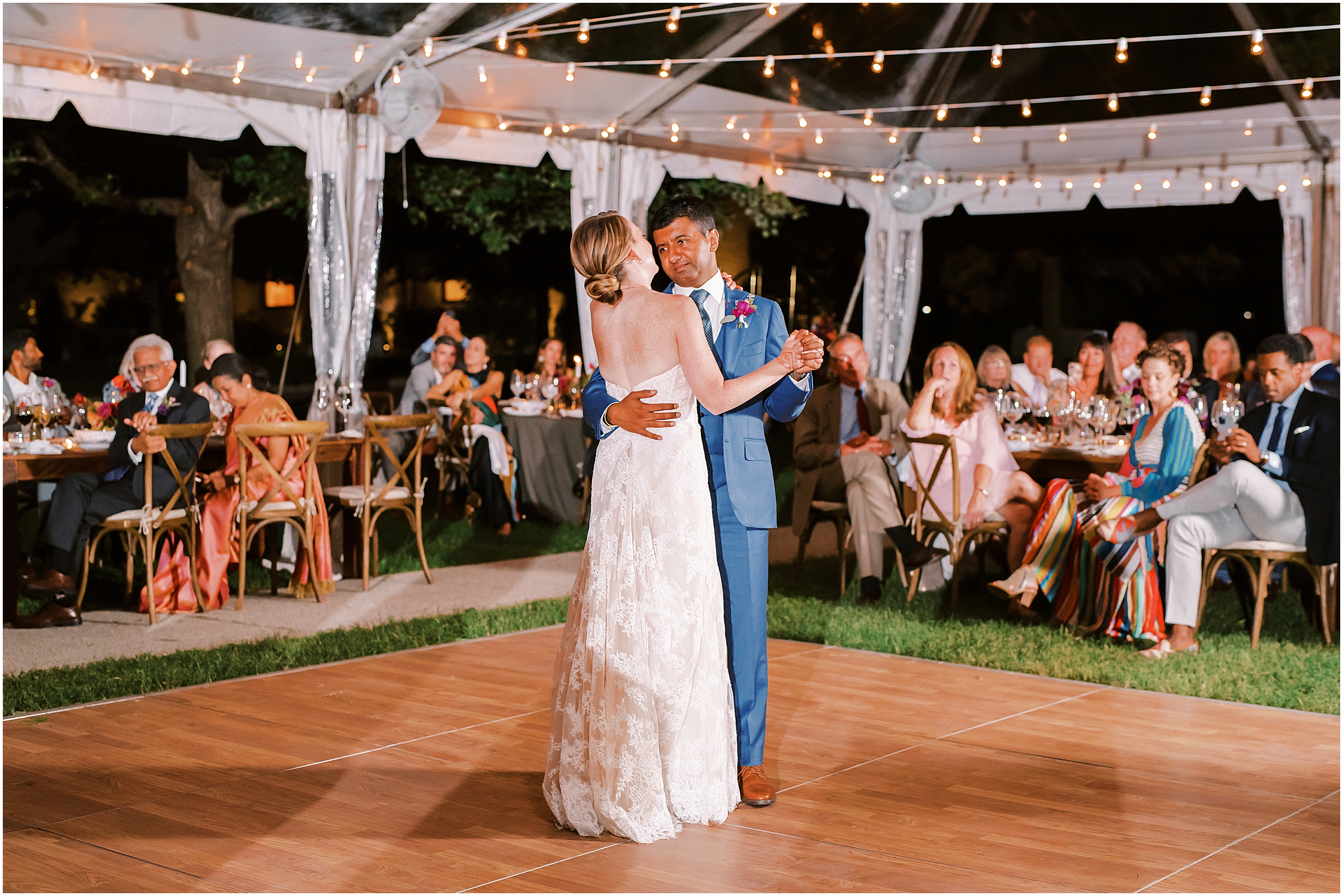 First dance between bride and groom at wedding at President Lincoln's Cottage