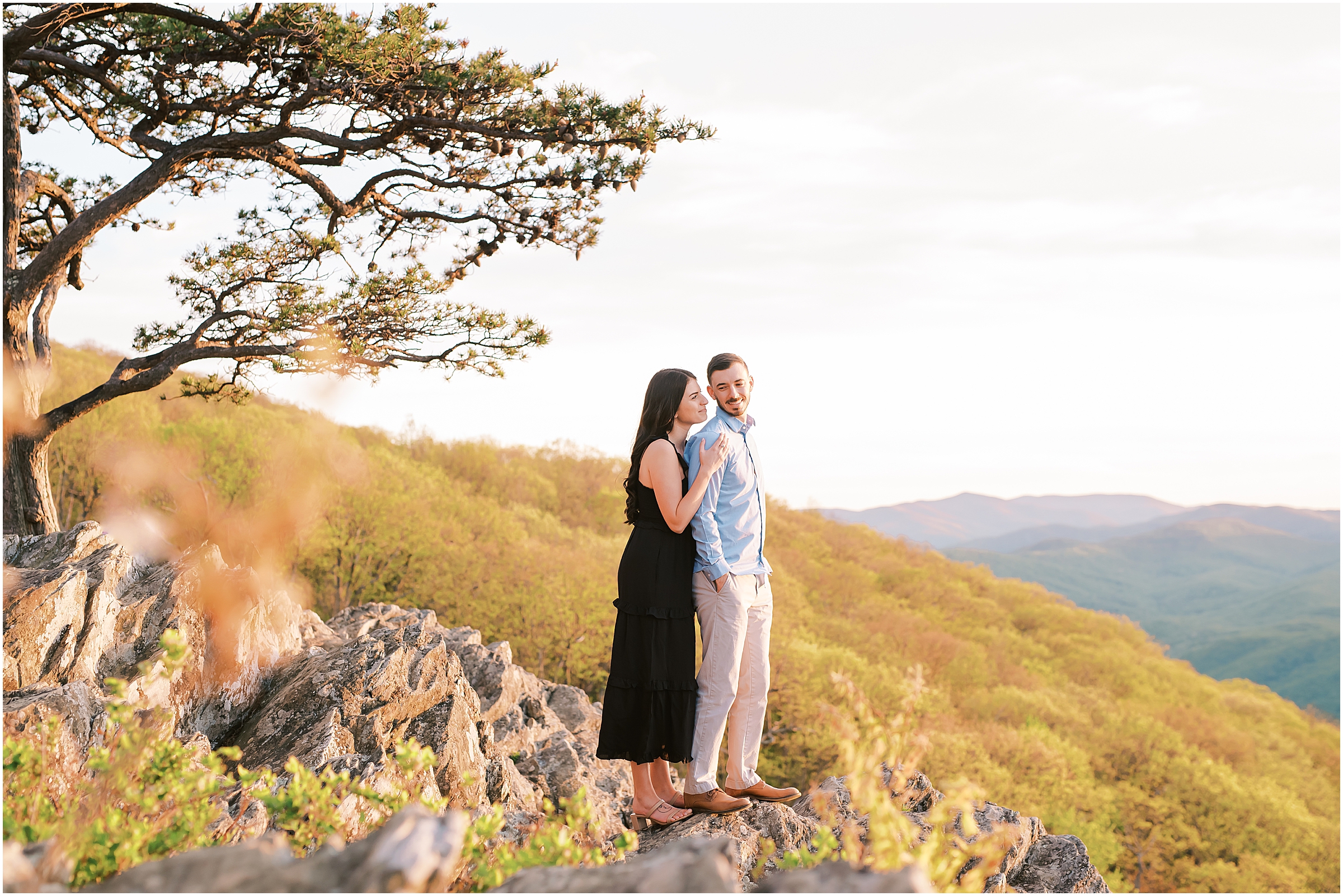Couple at Ravens Roost Overlook during Engagement Session