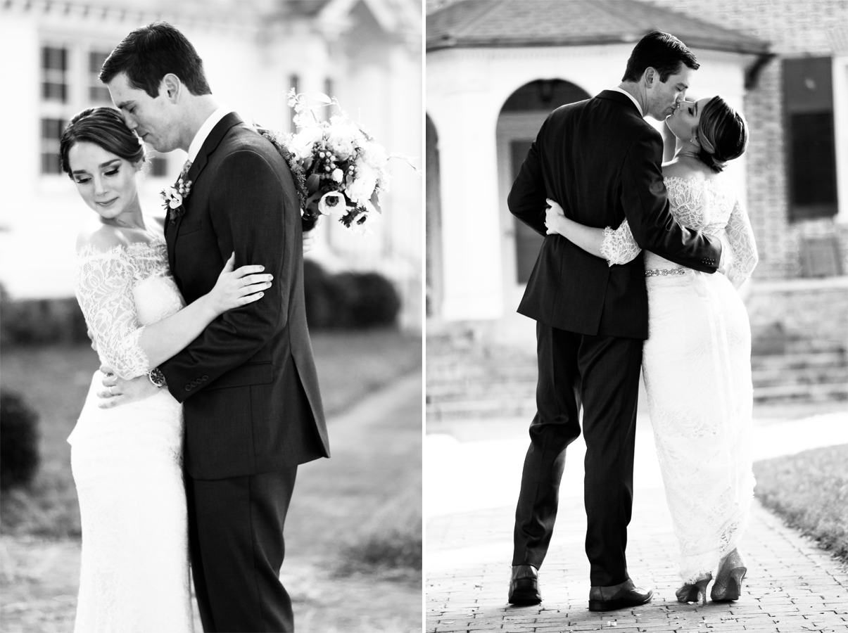 black and white bride and groom portraits